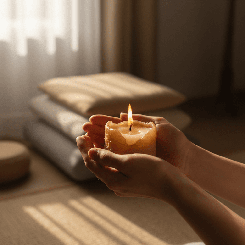 Person in peaceful reflection moment